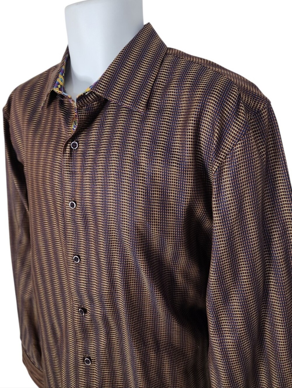 Robert Graham Men’s Multicolor Check Button Down Shirt XL Embroidered Trim - Picture 3 of 13